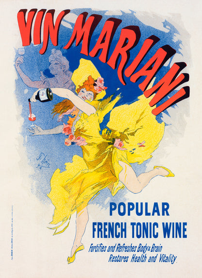 Vin Mariani French Wine Advertisement Poster, Vintage Style Belle Epoque Jules Cheret Print