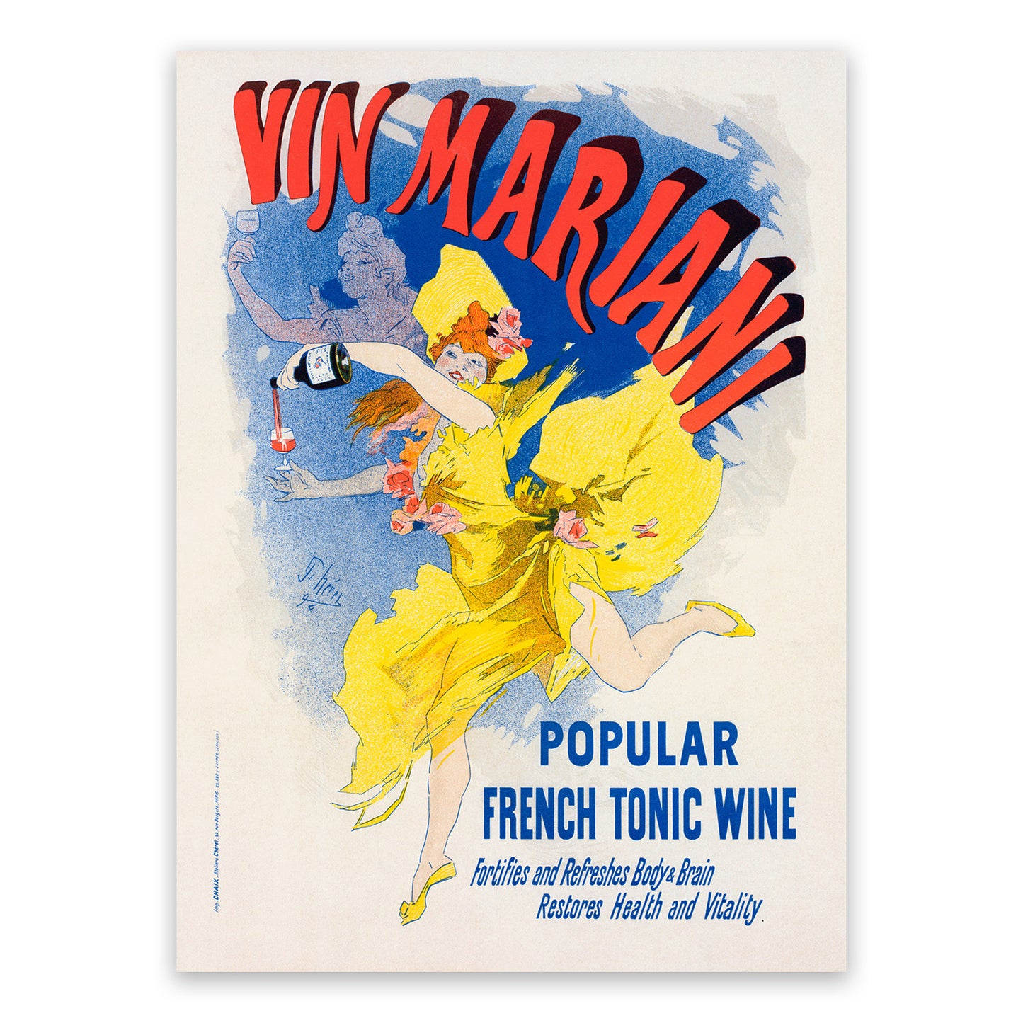 Vin Mariani French Wine Advertisement Poster, Vintage Style Belle Epoque Jules Cheret Print