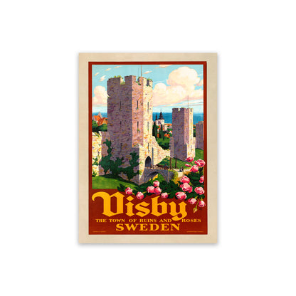 Visby Sweden Italy Travel Poster, Vintage Style 1900s Swedish Tourism Advertisement Print