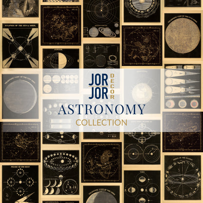 The image is a collage of various astronomical illustrations, including maps, diagrams, and celestial objects, arranged in a grid-like pattern.