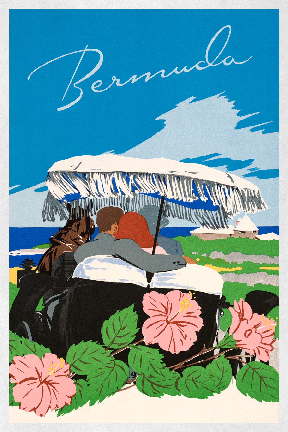 Bermuda Travel Poster, Vintage Style Mid Century Travel Advertisement Print