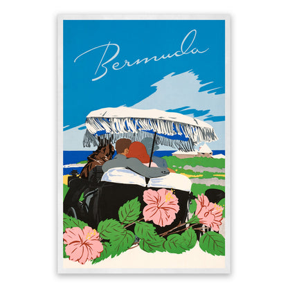 Bermuda Travel Poster, Vintage Style Mid Century Travel Advertisement Print