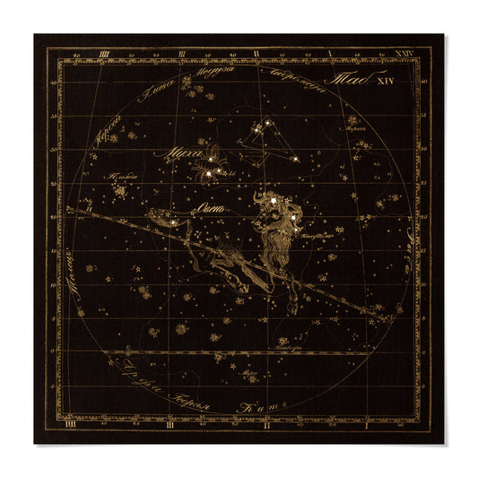 The image is a detailed astrological chart depicting the zodiac signs and constellations.