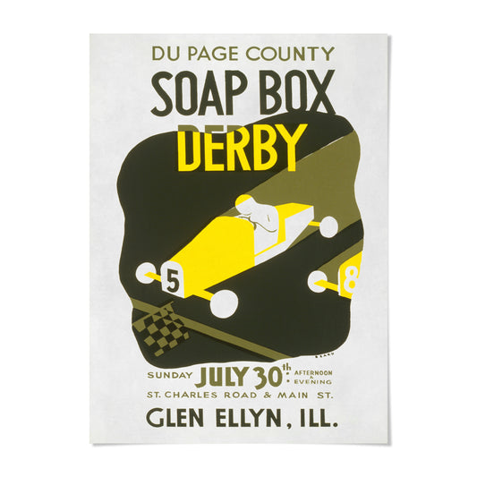 The image is a poster advertising a soap box derby event.