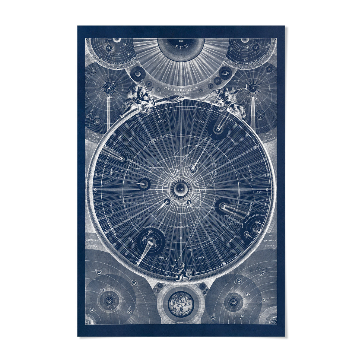 The image is a detailed and intricate illustration of a celestial map or diagram, featuring various celestial bodies and elements such as planets, stars, and comets. The overall composition and design of the image are complex and visually striking, showcasing the artist's skill and expertise in depicting the cosmos.
