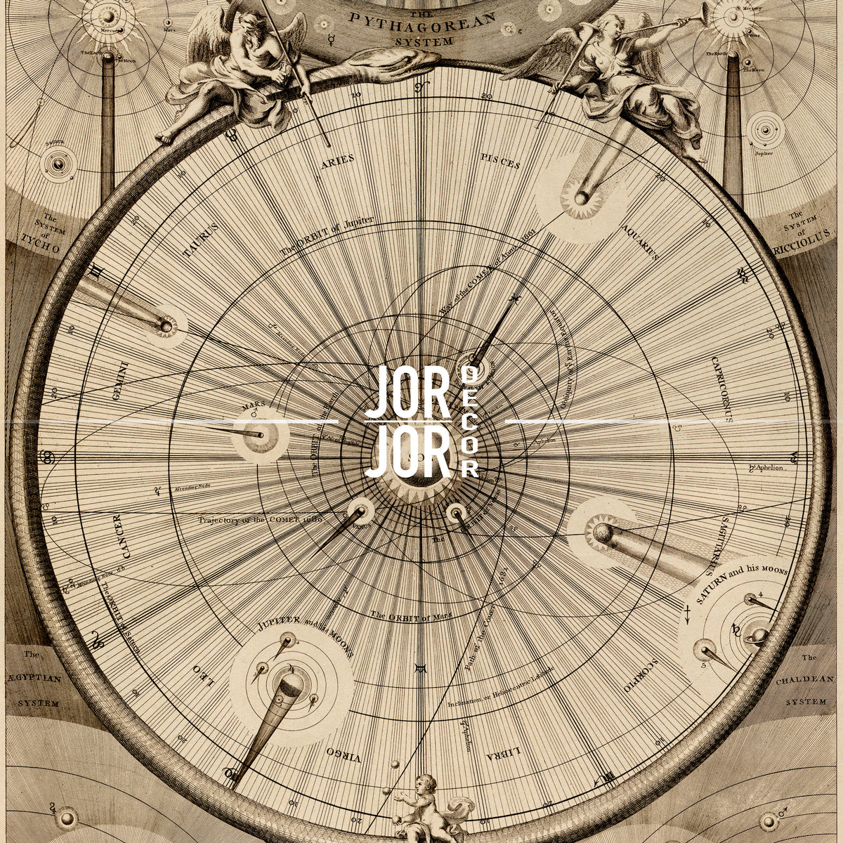 The image is a detailed illustration of a complex system, possibly a celestial or scientific diagram, featuring various elements and components arranged in a circular or radial pattern.