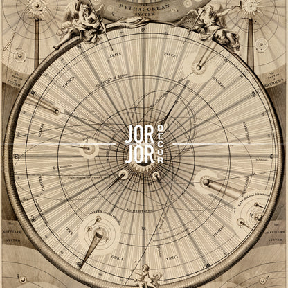 The image is a detailed illustration of a complex system, possibly a celestial or scientific diagram, featuring various elements and components arranged in a circular or radial pattern.