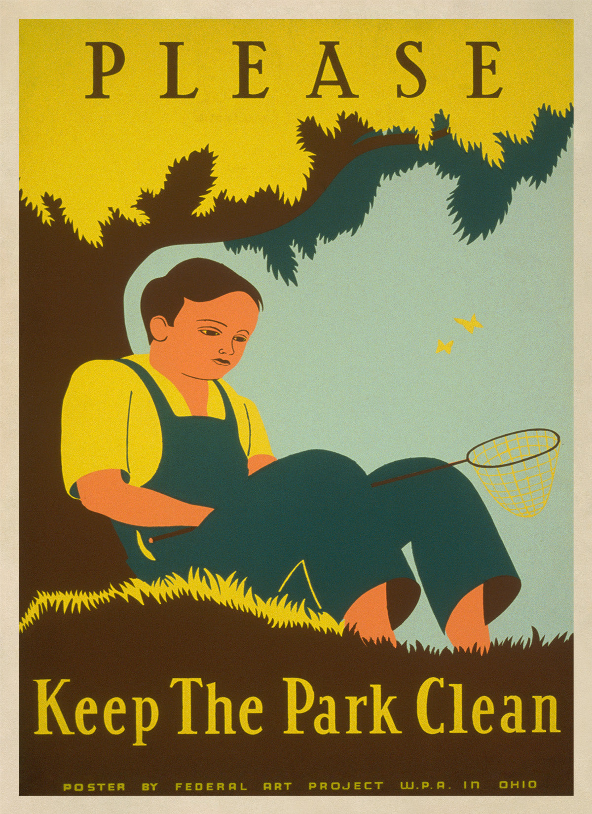 Keep Parks Clean WPA Federal Art Project Poster, Vintage Style 1930s Works Progress Administration Print