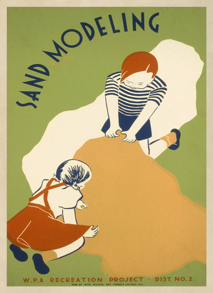 Sand Modeling WPA Recreation Project Poster, Vintage Style 1930s Works Progress Administration Print