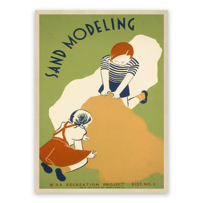 Sand Modeling WPA Recreation Project Poster, Vintage Style 1930s Works Progress Administration Print