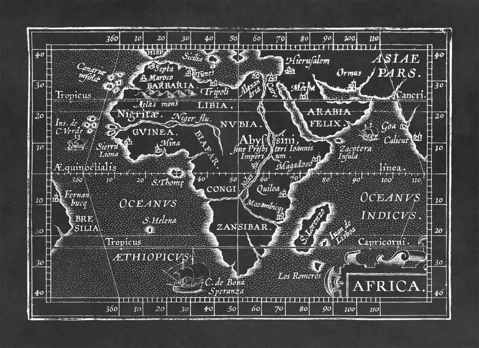 MAP OF AFRICA レコード Map of Africa Print 1603 – jorjordecor