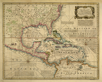 Antique West Indies Caribbean Map Print 1767