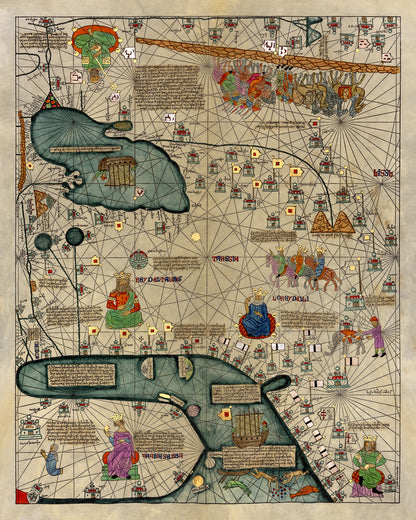 Catalan Atlas Medieval Middle East Map Print