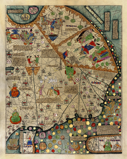 Catalan Atlas Medieval Far East Map Print