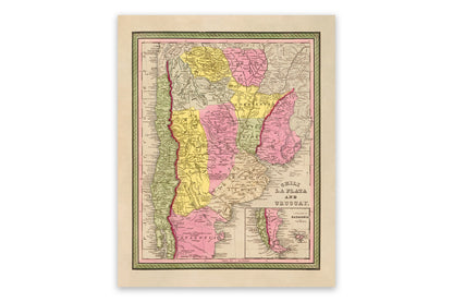 Map of Chile And Uruguay Print