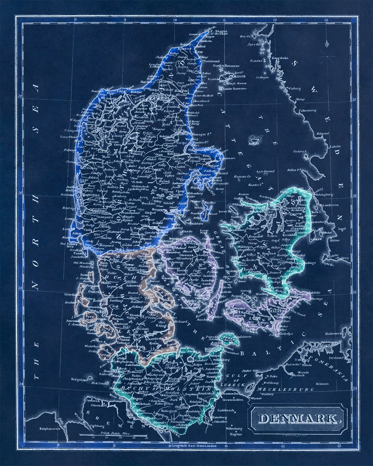 Map of Denmark Print