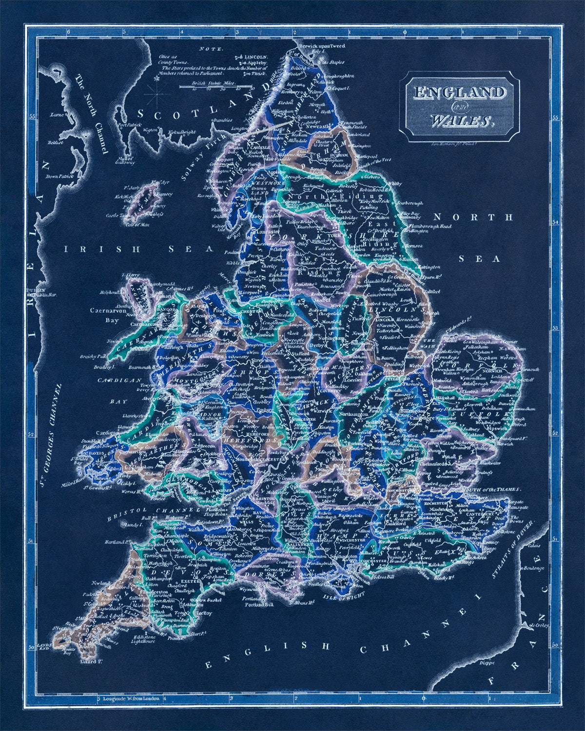 Map of England and Wales Print