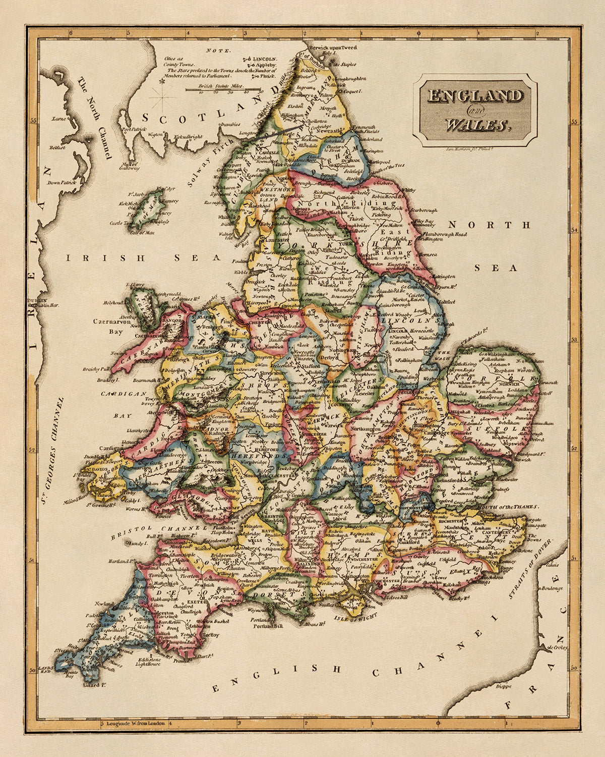 Map of England and Wales Print