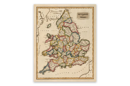 Map of England and Wales Print