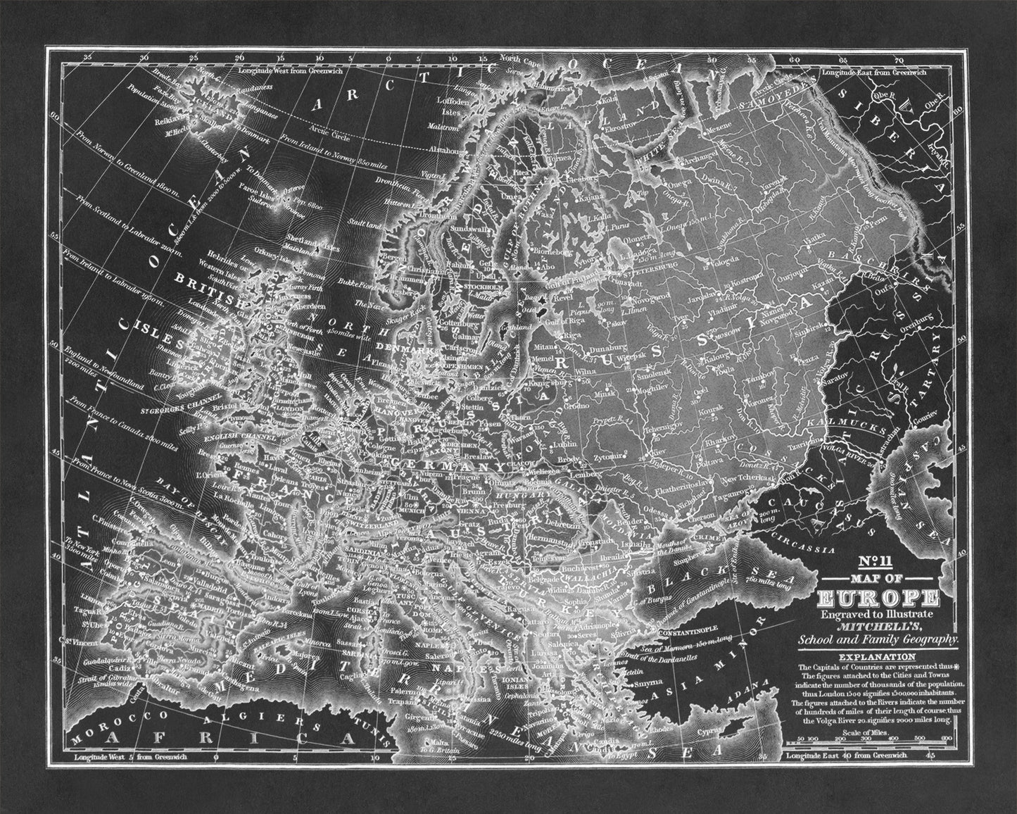 Old Map of Europe Print