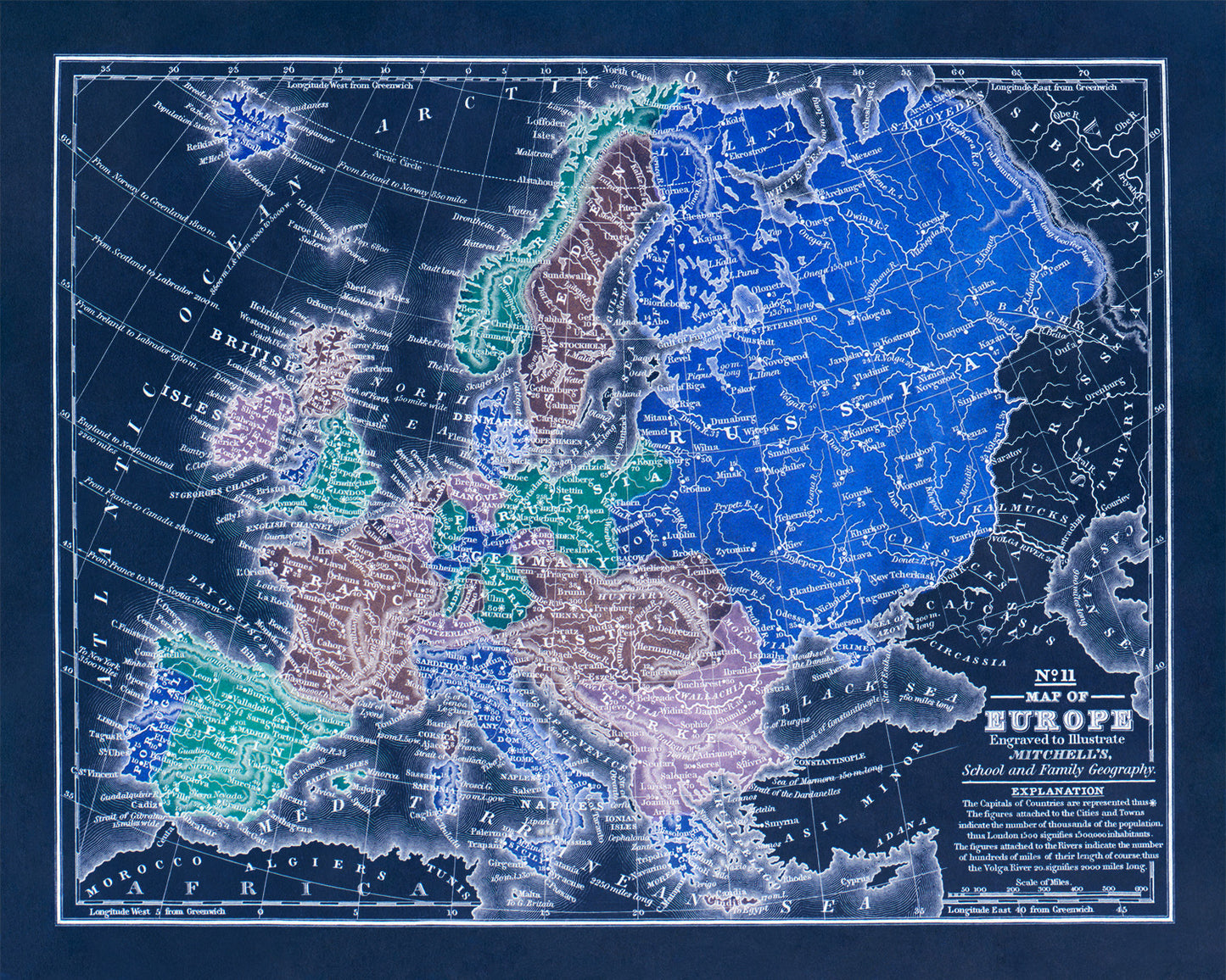 Old Map of Europe Print