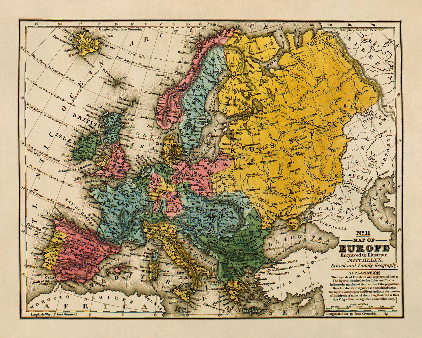 Old Map of Europe Print