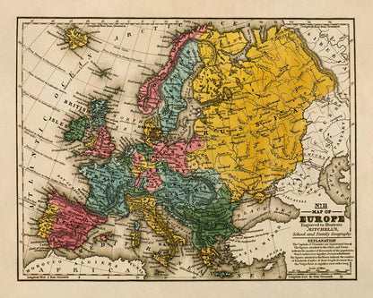 Old Map of Europe Print