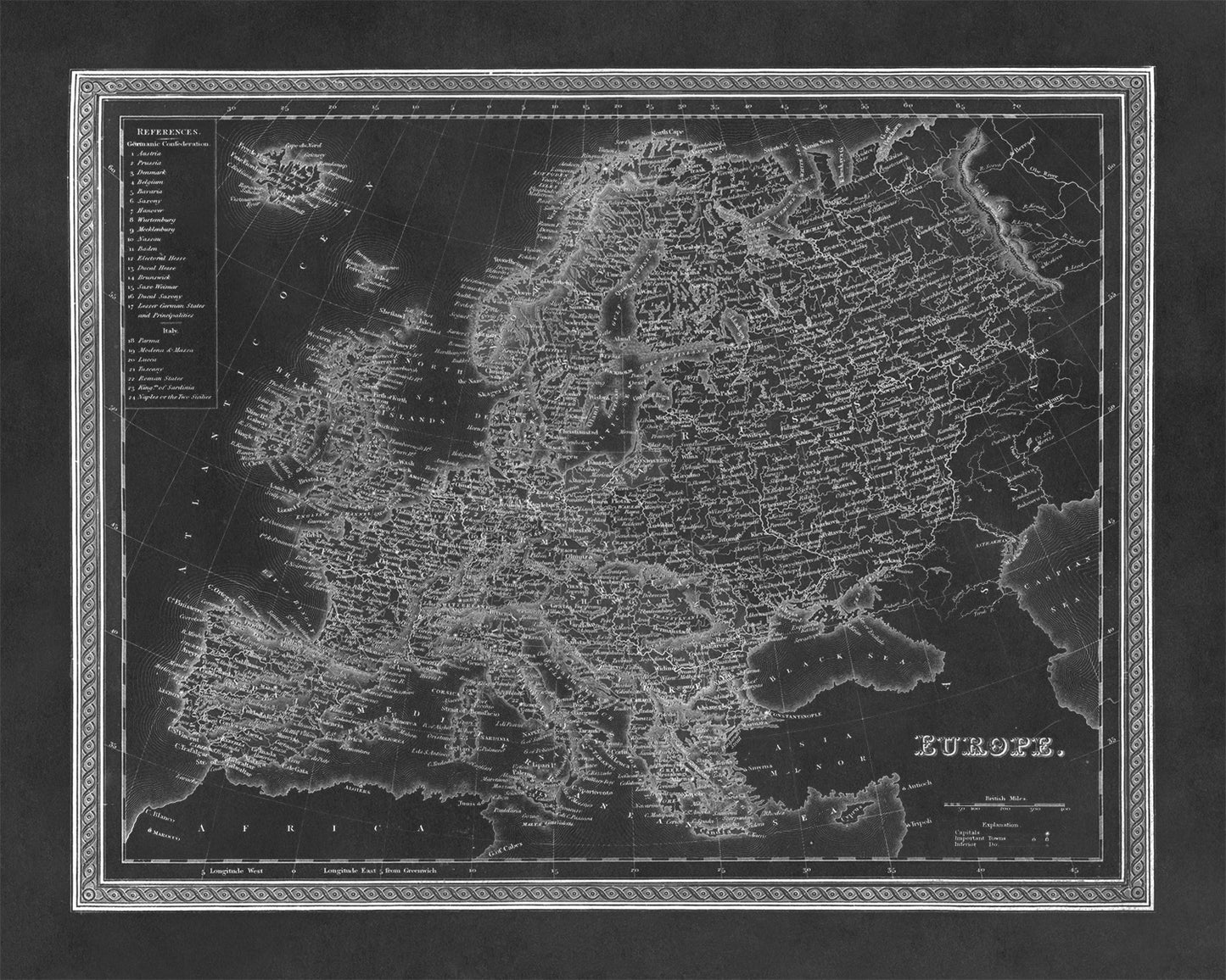 Old Map of Europe Print