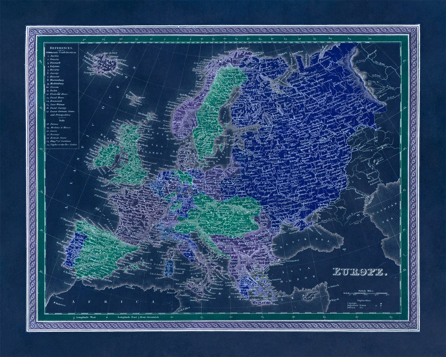 Old Map of Europe Print