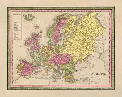 Old Map of Europe Print