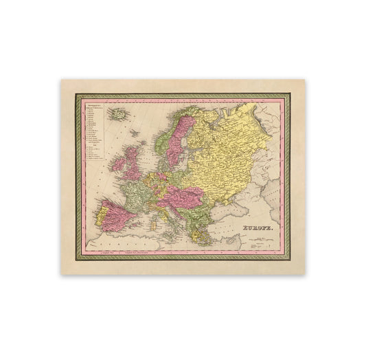 Old Map of Europe Print