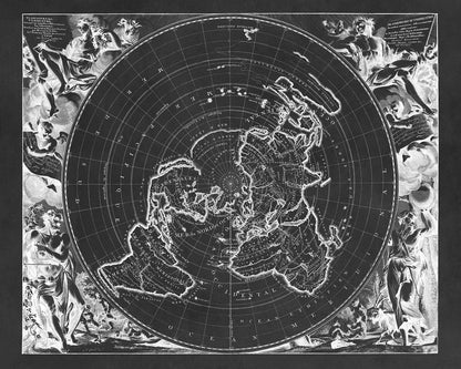 Old Flat Earth World Map Print 1713