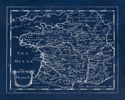 Old Map of France Print