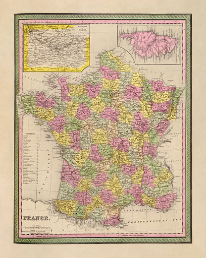 Old Map of France Print