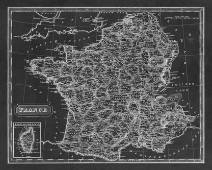 Old Map of France Print