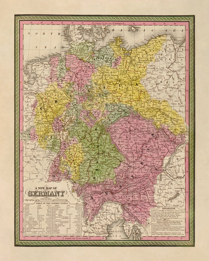 Old Map of Germany Print