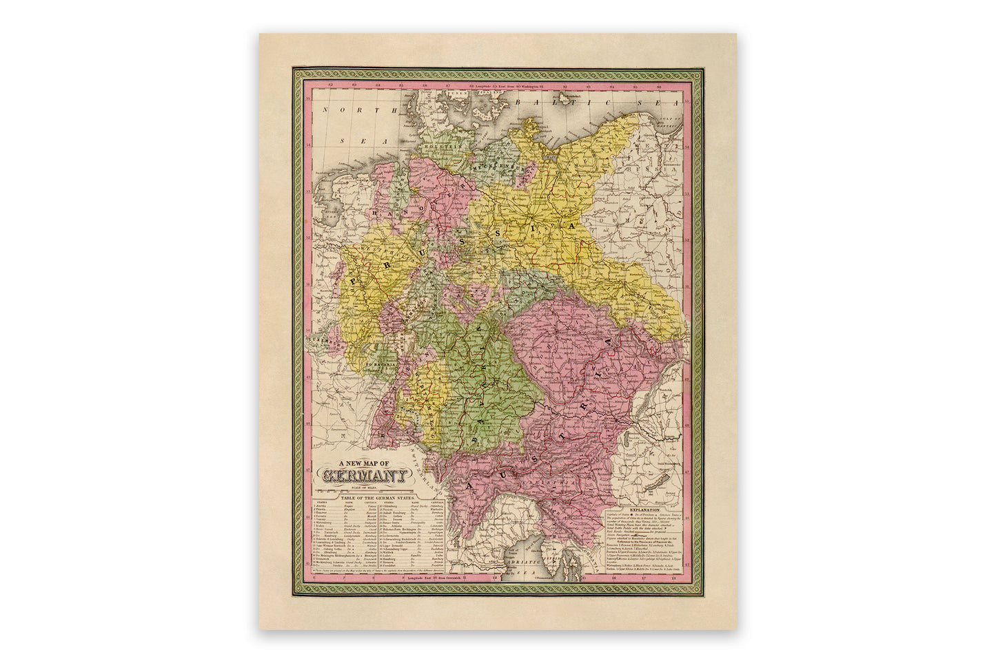 Old Map of Germany Print