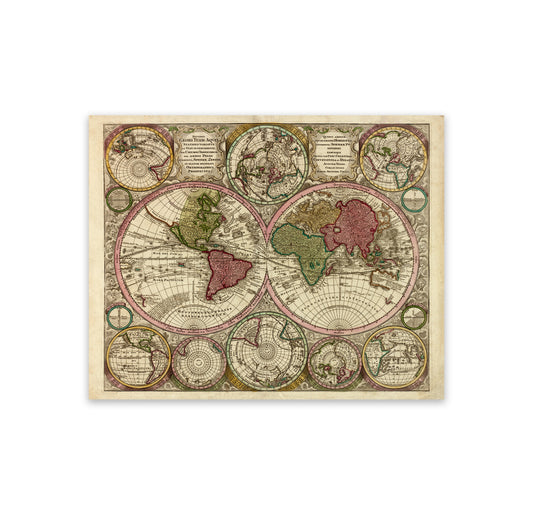 Antique World Map Print 1730