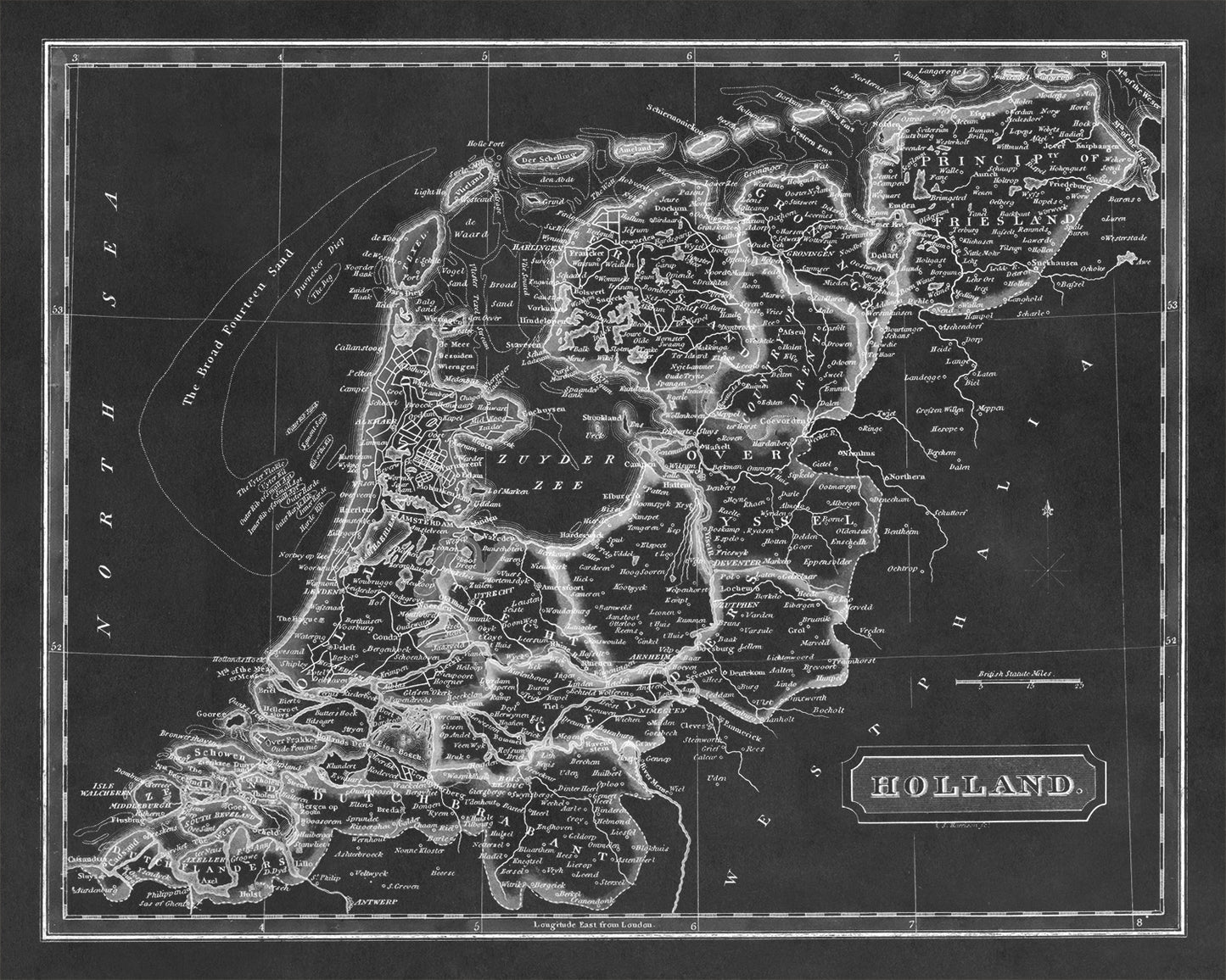 Old Map of The Netherlands Print