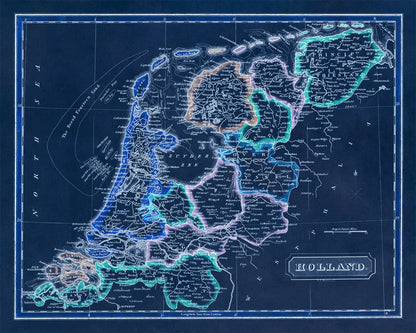 Old Map of The Netherlands Print