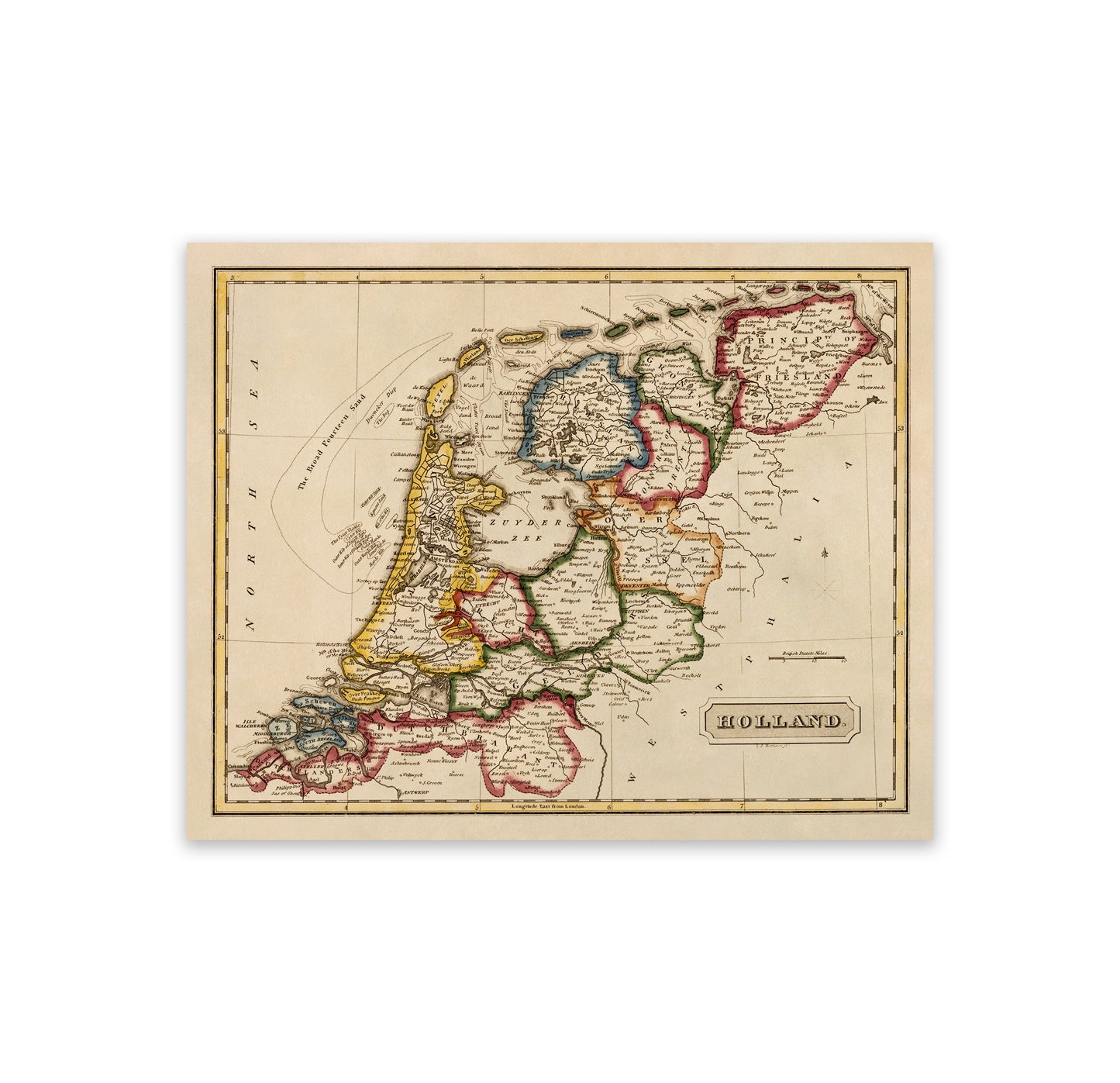 Old Map of The Netherlands Print