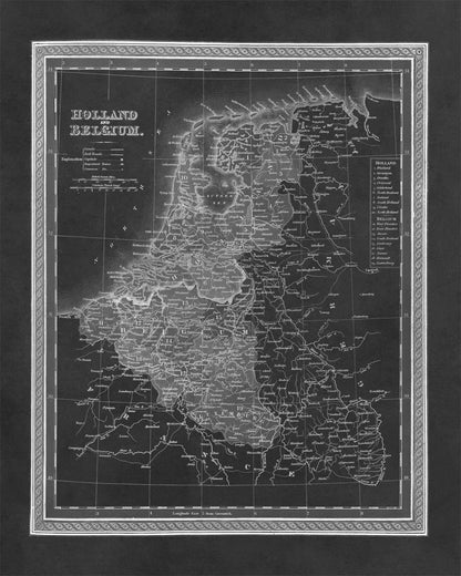 Old Map of Holland and Belgium Print