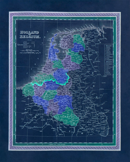 Old Map of Holland and Belgium Print