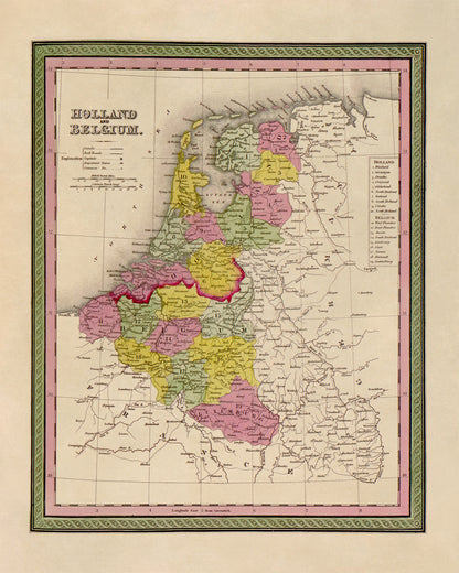 Old Map of Holland and Belgium Print