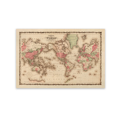 Old World Map Print 1862