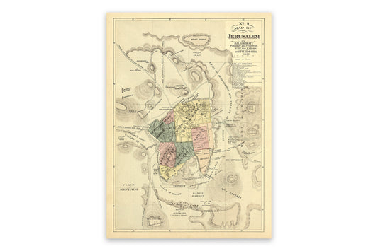 Jerusalem City Map Print 1881