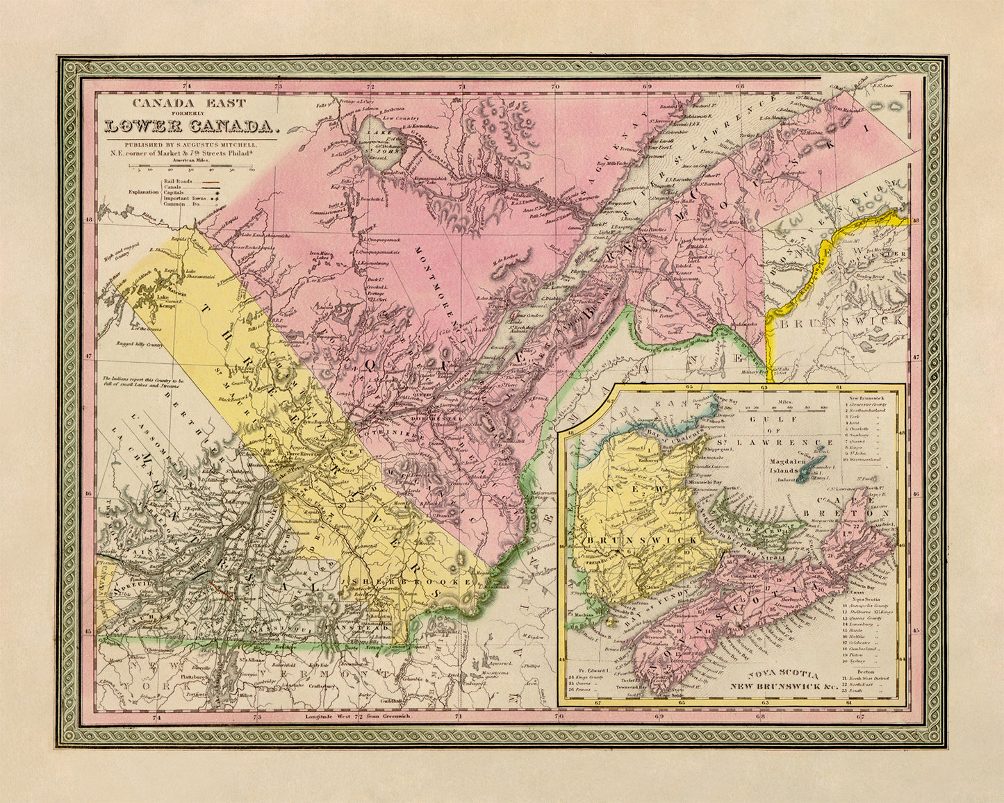 Old Map of Lower Canada Map Print