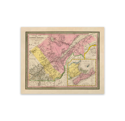 Old Map of Lower Canada Map Print