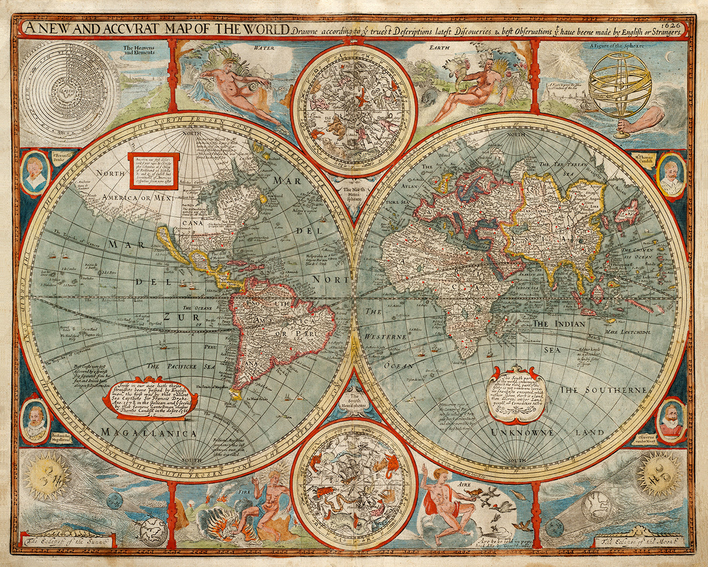 Antique World Map Print 1626