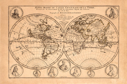 Mappe Monde World Map Print 1705